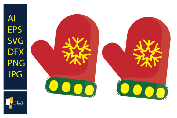 Christmas Gloves Snow Illustration: A Festive Graphics Asset