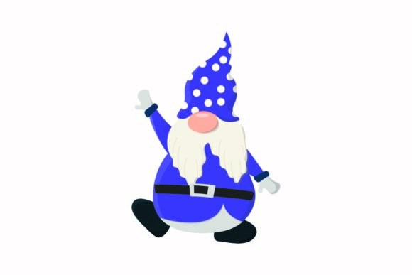 Christmas Gnome Character - Blue Polka Dots Graphics