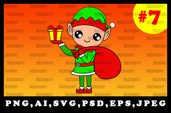 Cute Christmas Elf Clipart 7: A Festive Graphics Treasure