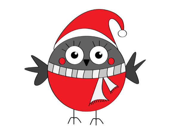 Cute Winter Bullfinch with Christmas Hat: A Charming Graphic for Local Business