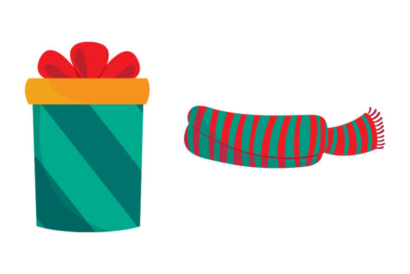 Gift and Scarf Christmas Set: A Versatile Graphics Asset