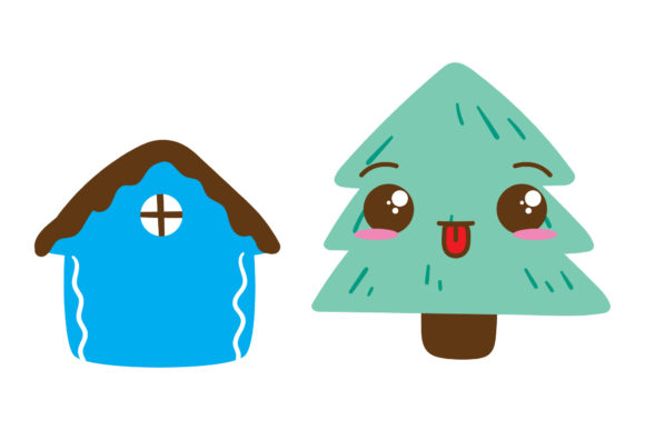 House and Tree Christmas Set: A Versatile Graphics Asset