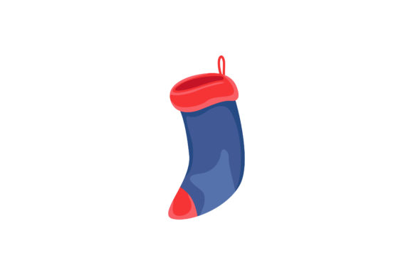 Red Blue Christmas Sock Illustration for Festive Branding