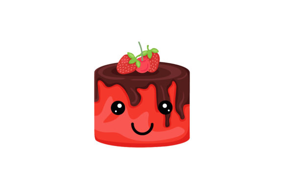 Red Christmas Cake Kawaii Illustration: A Sweet Graphics Gem