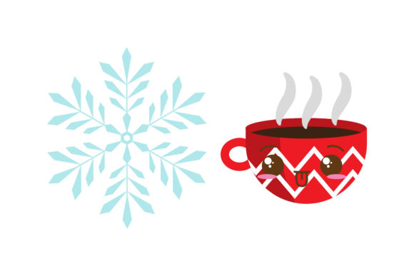 Snow Drink Set Christmas Vector: A Festive Embroidery Design