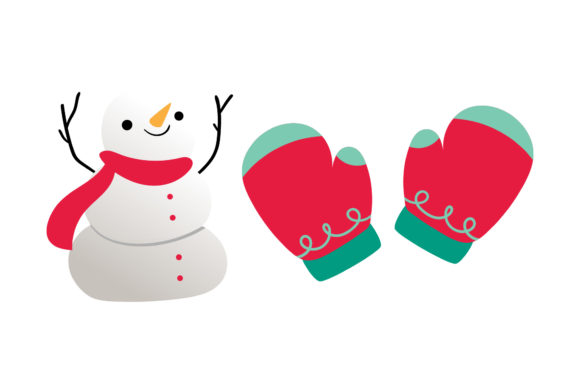 Snowman and Gloves Christmas Set: Festive Graphics for Local Brands