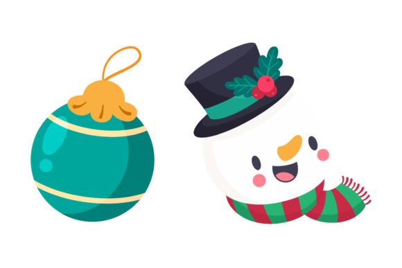 Snowman and Ornament Christmas Set: Graphics for Illustrations