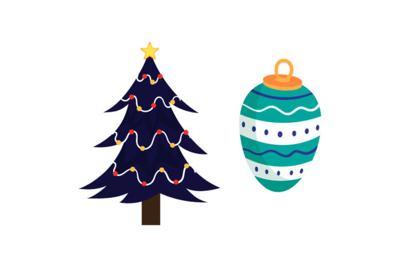 Tree and Ornaments Christmas Vector: A Festive Embroidery Design